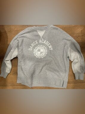 aerie Gray and White 'Dance Academy' Crewneck Sweater